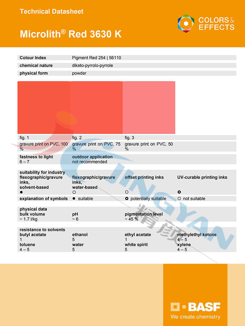 巴斯夫3630K納米顏料TDS技術數(shù)據(jù)報告